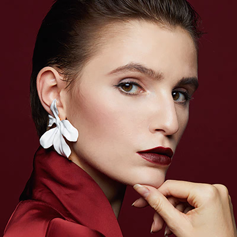 daartemis达弥原创鸢尾花朵耳饰优雅耳钉小众蛇年礼物精致耳环女