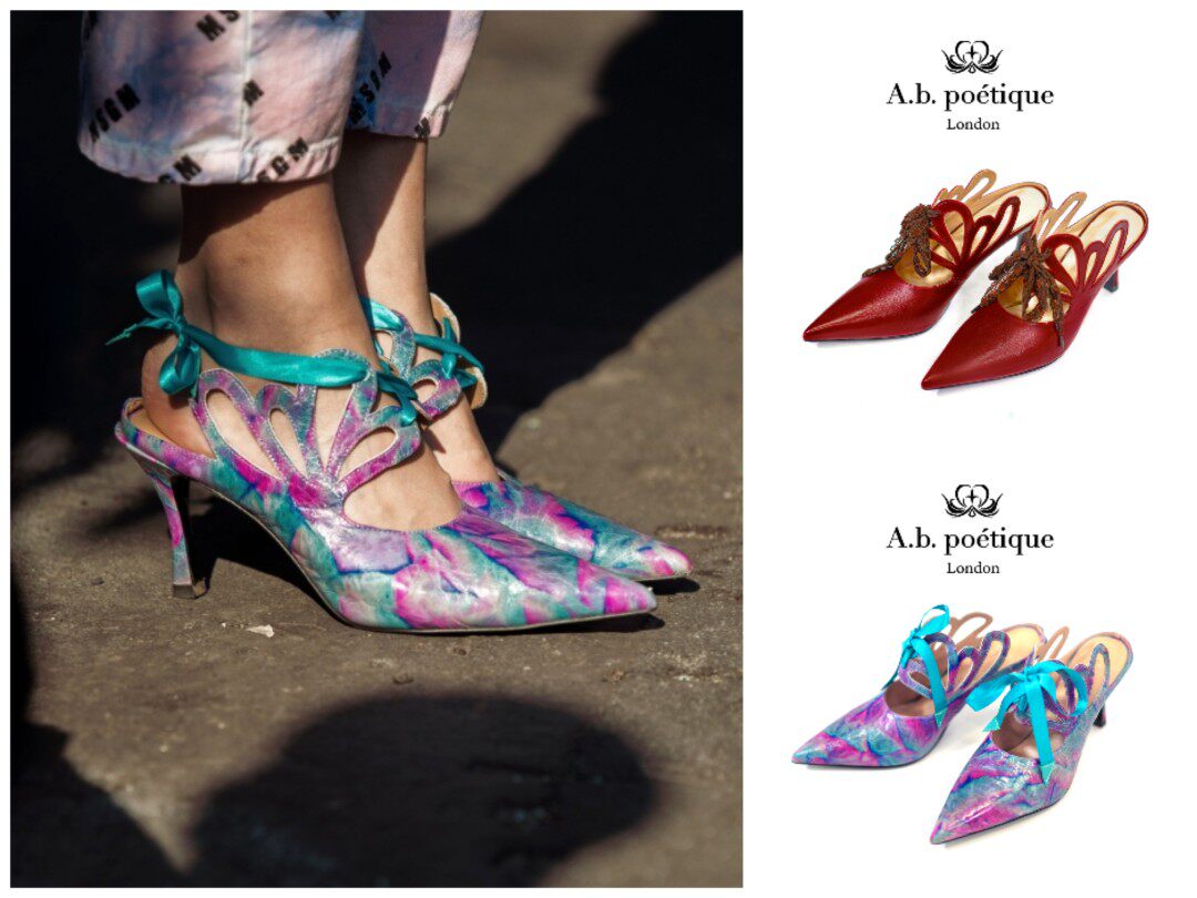 b.poe07tique高跟鞋艺术手工鞋履晓梦蝴蝶时装凉鞋真皮女鞋单鞋