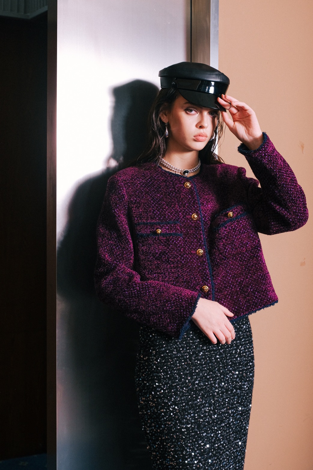 Aimme sparrow 25春夏紫色小香风外套时尚通勤百搭休闲优雅上衣女