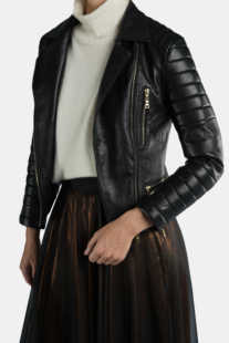 帅气外套通勤百搭长袖 拉链上衣 gandolfo机车皮夹克时尚 charlotta