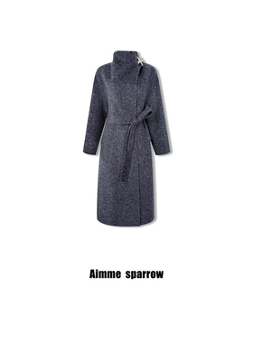 Aimme sparrow26春夏大衣毛呢外套长袖通勤直筒型中长款羊毛大衣