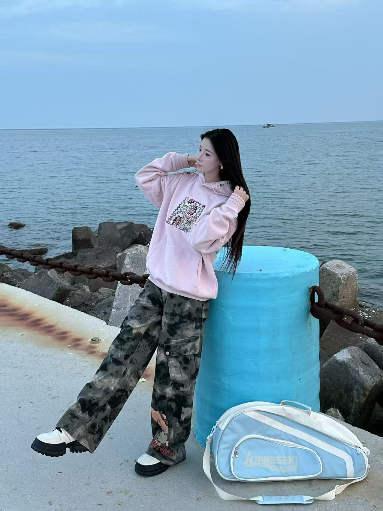 NOT FOR US新款 kitty小猫迷彩裤时尚潮流百搭女裤
