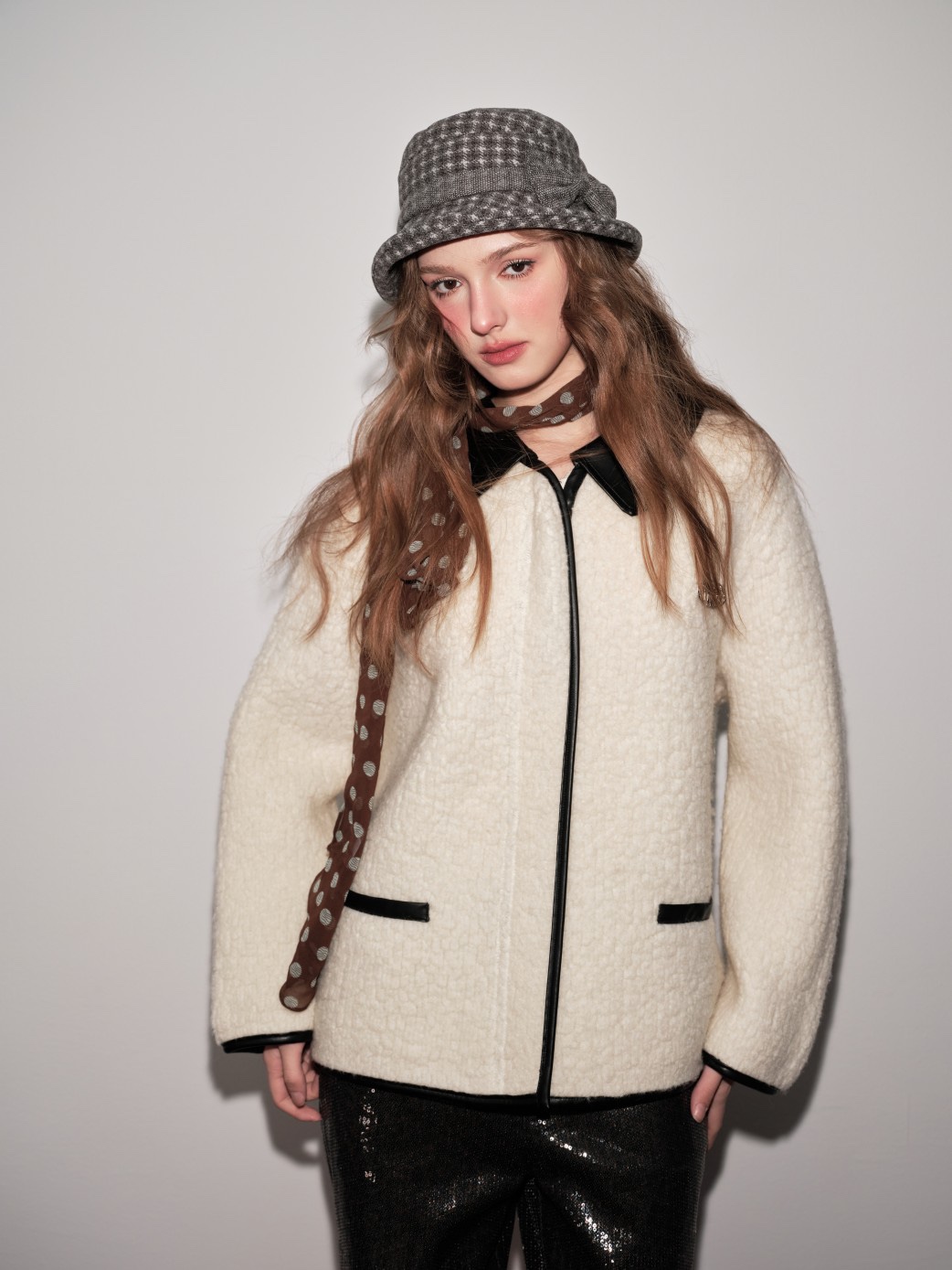 Aimme sparrow25春夏新款羊毛外套时尚优雅上衣女毛呢外套短款