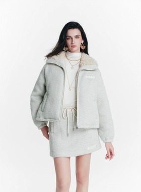 DIANA VEVINA 26春夏灰色拼毛领鹅绒羽绒服灰色小香半裙