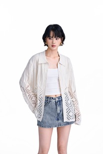 潮流百搭女上衣 DIANA VEVINA 25秋冬手工钉珠菱形格针织衫 时尚