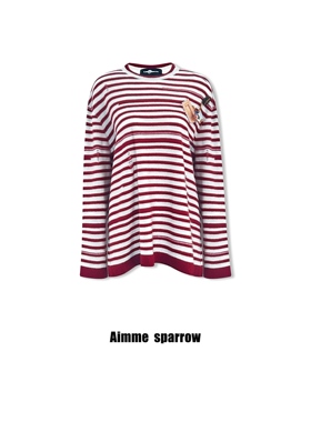 Aimme sparrow 25秋冬多元时髦100%羊绒浮雕笑脸长袖时尚套头毛衣