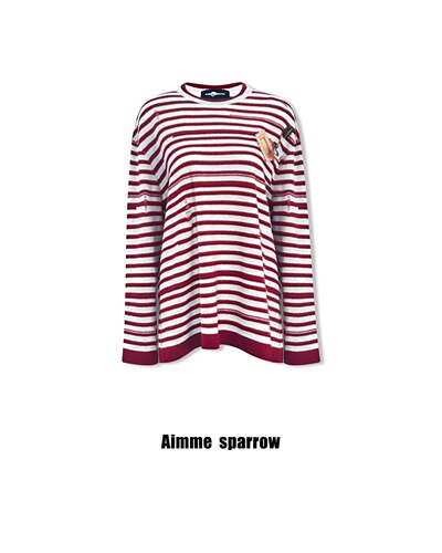 Aimme sparrow 25秋冬多元时髦100%羊绒浮雕笑脸长袖时尚套头毛衣