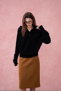 DIANA 25秋冬前后两穿翻领套头毛衣羊毛针织通勤休闲显瘦 VEVINA