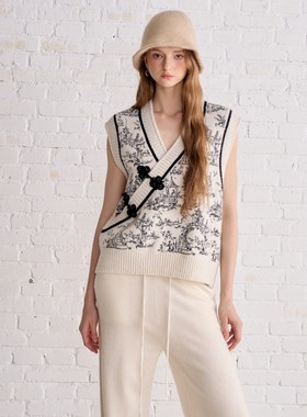 Aimme sparrow 25秋冬100%羊绒渔夫帽复古提花女时尚百搭民族风新