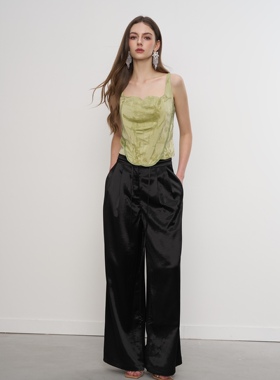 现货Aimme sparrow 25春夏醋酸裤时尚休闲裤女通勤百搭长裤