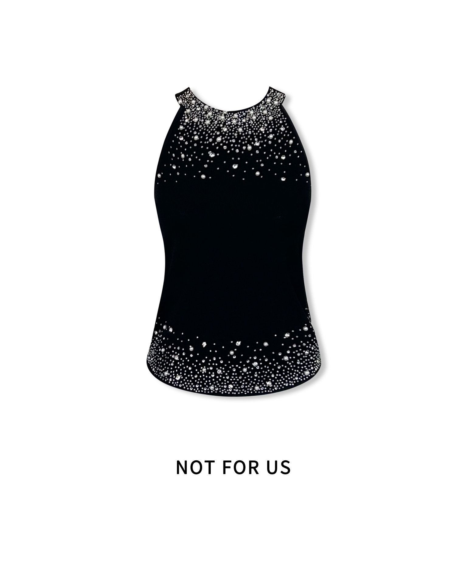 NOT FOR US新款上新黑色满钻挂脖背心时尚潮流百搭女上衣修身显瘦
