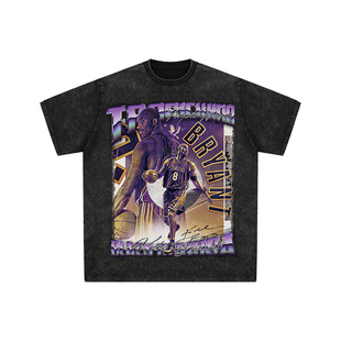 球星T恤美式水洗宽松嘻哈重磅复古短袖湖人科比小飞侠黑曼巴Kobe