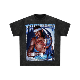 球星T恤美式水洗宽松嘻哈重磅复古短袖丹佛掘金小甜瓜安东尼