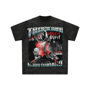 球星T恤美式水洗宽松嘻哈重磅复古短袖猛龙北境之王小卡伦纳德