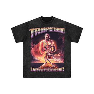 球星T恤美式水洗宽松嘻哈复古重磅短袖洛杉矶湖人队魔术师约翰逊