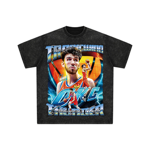 球星T恤美式直喷水洗宽松嘻哈街头重磅复古短袖雷霆切特霍姆格伦