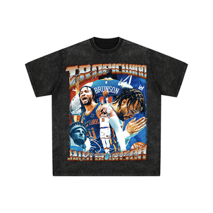 球星T恤美式水洗宽松嘻哈重磅复古纽约尼克斯全明星杰伦布伦森