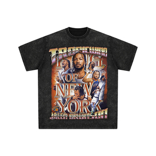 球星T恤美式水洗宽松嘻哈重磅复古纽约尼克斯全明星杰伦布伦森
