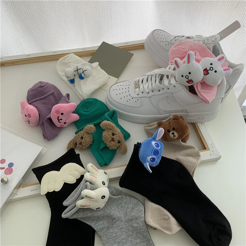 袜子女双装卡通休闲简约风短袜子