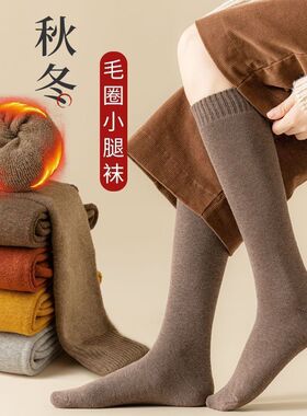 加绒加厚保暖袜子女长筒袜冬天小腿袜女压力秋冬季长袜毛巾袜