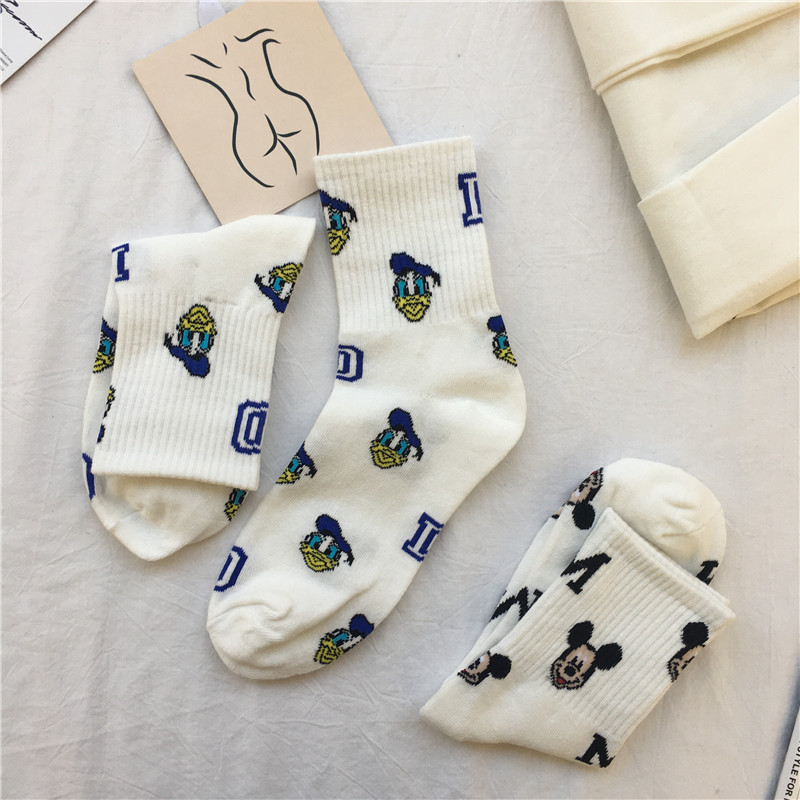 3双夏天ins米奇运动风卡通袜子