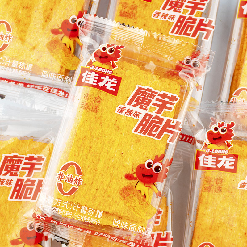 佳龙魔芋脆片零食香辣味独立小包装辣条麻辣面筋即食小吃休闲