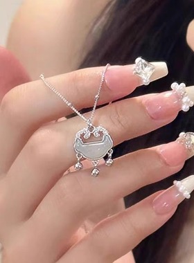 纯银如意锁和田玉项链女新款爆款