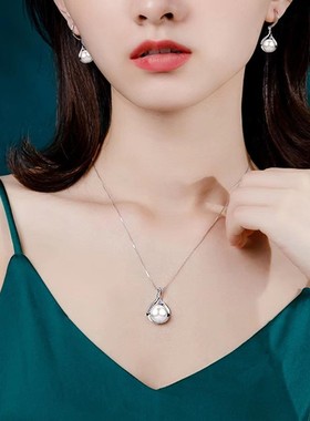 【淡水珍珠项链】纯银镶钻设计感