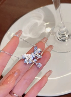 蝴蝶结水滴项链S999纯银送女友