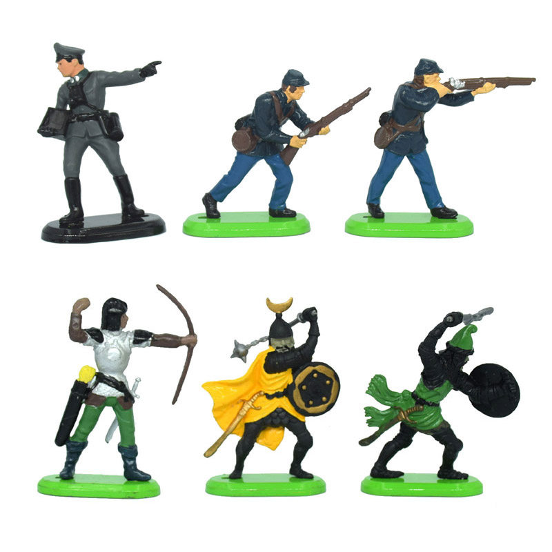 沙盘彩色成品兵人模型金属底座1:32古代罗马斗士武士二战军官