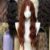 焦糖红棕长卷发慵懒感时尚 温柔羊毛卷假发头套 小额蕾丝全头套韩式