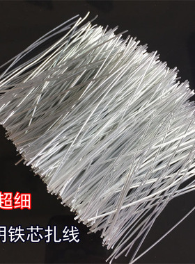 0.45mm透明圆形铁芯扎线 1毫米包PVC饰品纸卡捆绑带 1000条