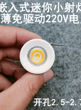 免驱动220V超薄迷你led小射灯1W3W开孔2.5cm嵌入式酒柜展柜牛眼灯