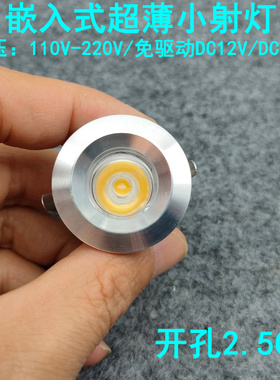 220V12V24伏LED迷你小射灯1W3瓦开孔2.5cm嵌入式酒柜展示柜牛眼灯