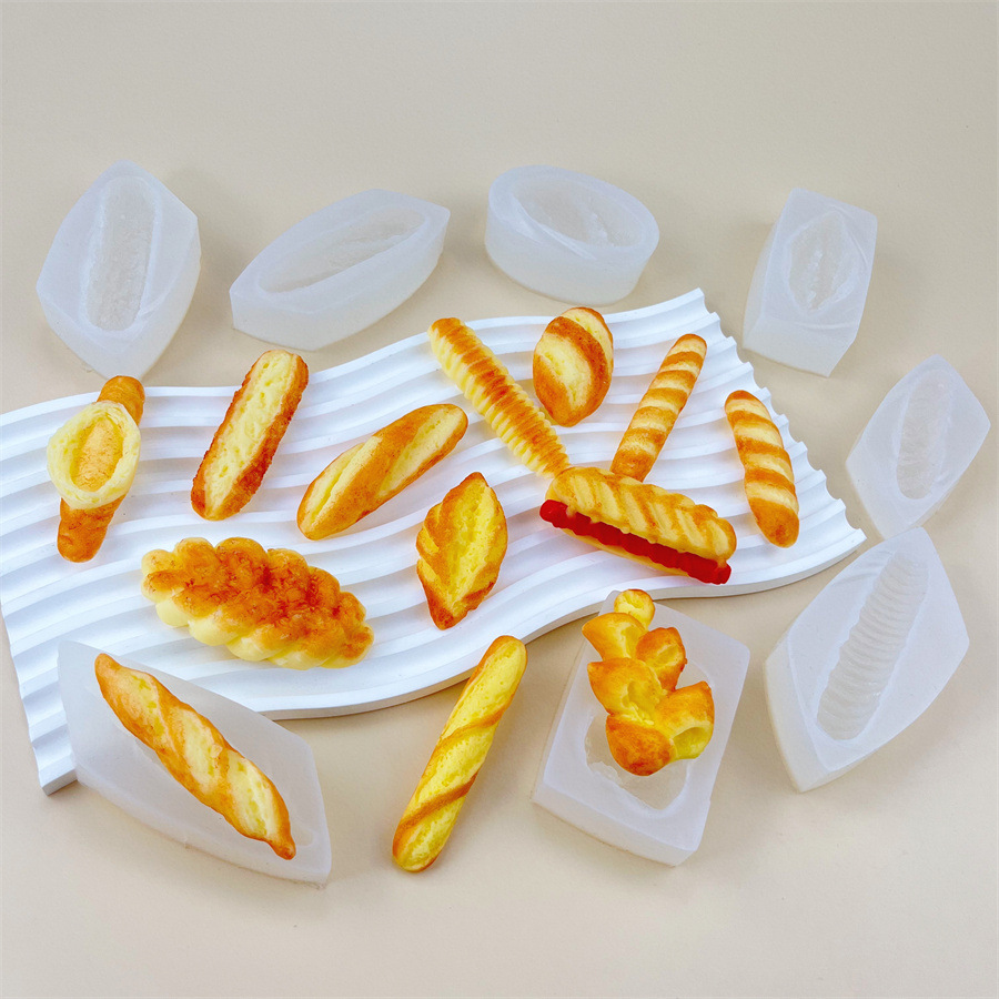 创意仿真面包硅胶模具翻糖蛋糕装饰模具DIY石膏树脂摆件捏捏模具