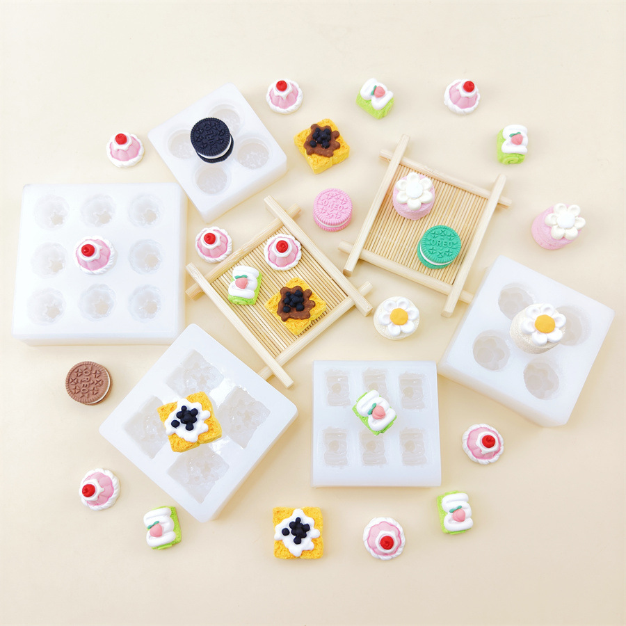 迷你微缩食玩奶油小蛋糕硅胶模具diy奶油胶手机壳材料配件树脂模