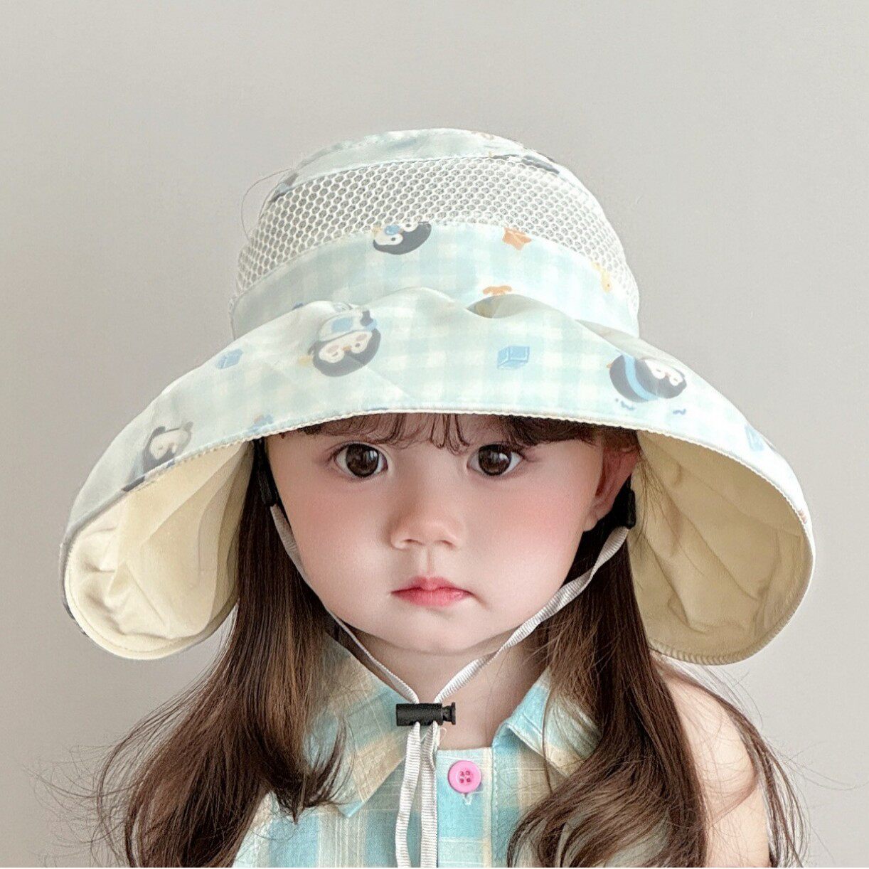 儿童防晒帽子夏季户外出游空顶帽薄款大帽檐防风男女童宝宝遮阳帽