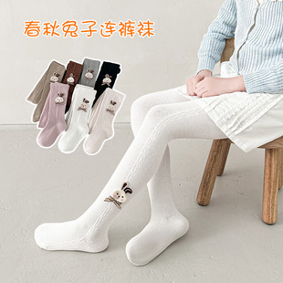 女童打底裤春秋棉质a类配裙子薄款白色黑色儿童舞蹈卡通连裤袜子