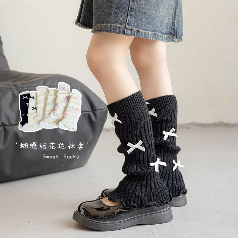 女童袜套秋冬季堆堆腿套蝴蝶结