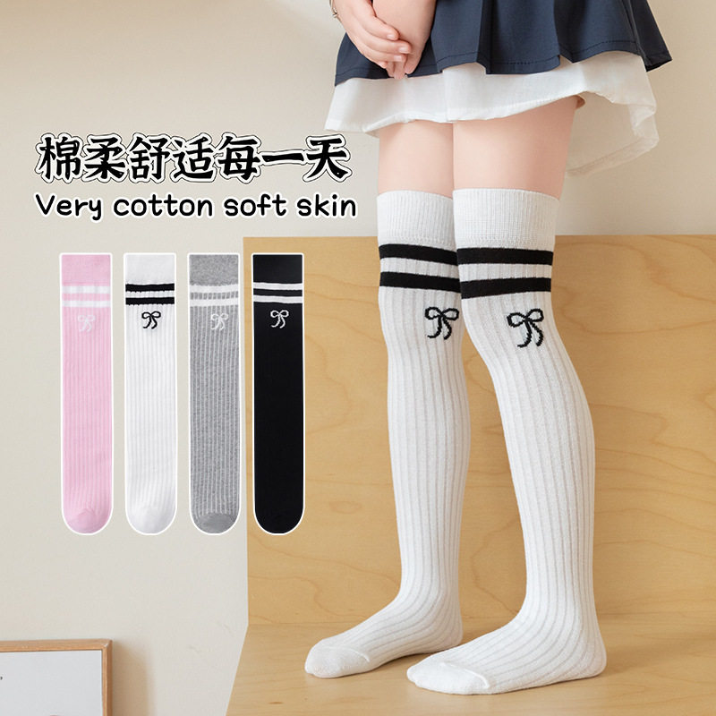 儿童小腿袜春夏女童蝴蝶结长筒