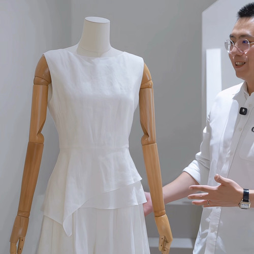 杰唯卡一字领荷叶边修身女衬衫