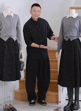 杰唯卡 亮闪闪赫本风毛呢星空裙2026春季新款高腰气质显瘦伞裙