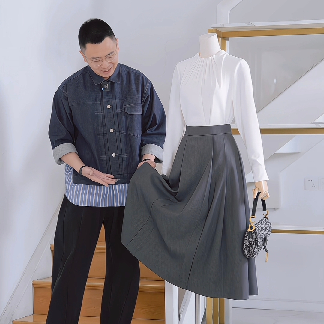 赫本风中长款半身裙女