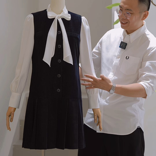 连衣裙 公主裙圆领无袖 杰唯卡 雪尼尔气质百褶连衣裙2025秋冬新款