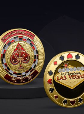 拉斯维加斯红桃心币镀金纪念章 把玩硬币金币爱情幸运魔术纪念币