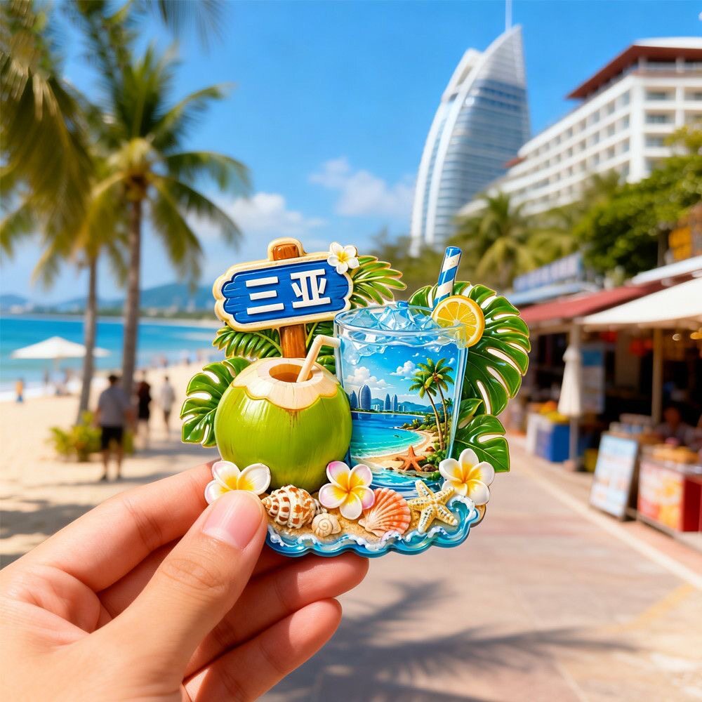 三亚树脂浮雕磁吸椰子冰箱贴海南海口文创旅游纪念品小礼品伴手礼