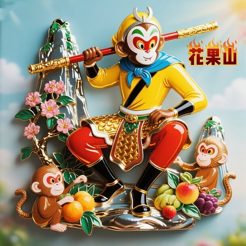 花果山齐天大圣浮雕冰箱贴金属3d立体旅游建筑创意礼物送朋友礼品