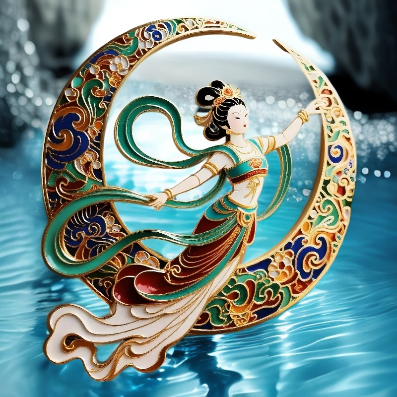 河南博物馆嫦娥奔月珐琅磁吸金属冰箱贴中国风送朋友同学生日礼物