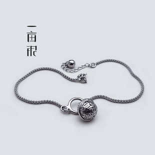 清宮鈴鐺復(fù)古做舊腳鏈個性 一畝銀S925純銀新款 潮流日常搭配飾品