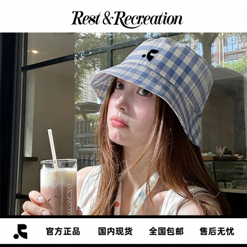 Restandrecreation蓝白格渔夫帽